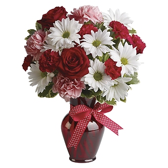 Hugs and Kisses Bouquet with Red Roses